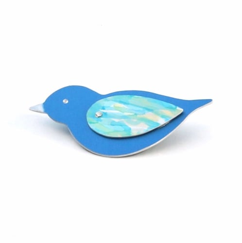 Turquoise Anodised Aluminium Bird Brooch