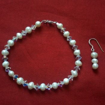 Swarovski & Pearl Bracelet & Earrings