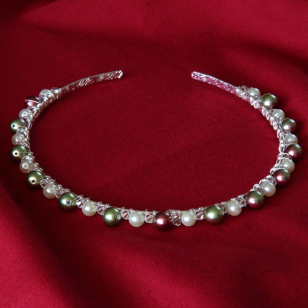 Catia - Swarovski Crystal & Glass Pearl Tiara