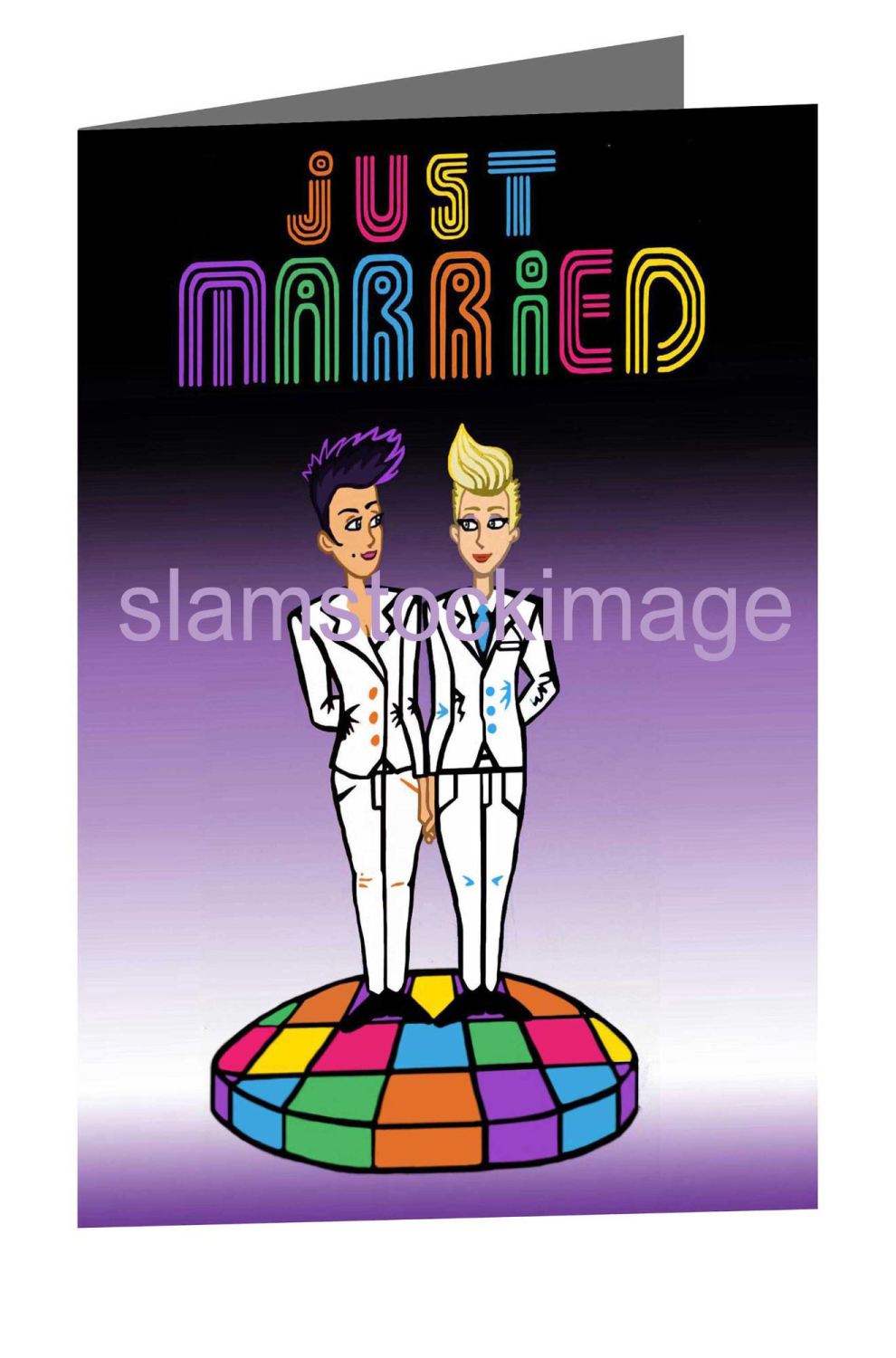 Just Married 80's card