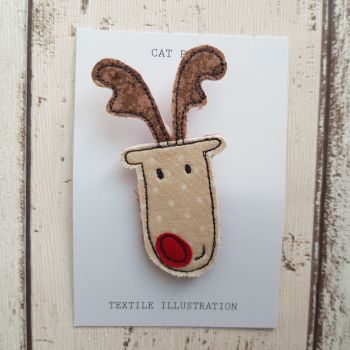 Christmas Brooch - Reindeer - Spotty
