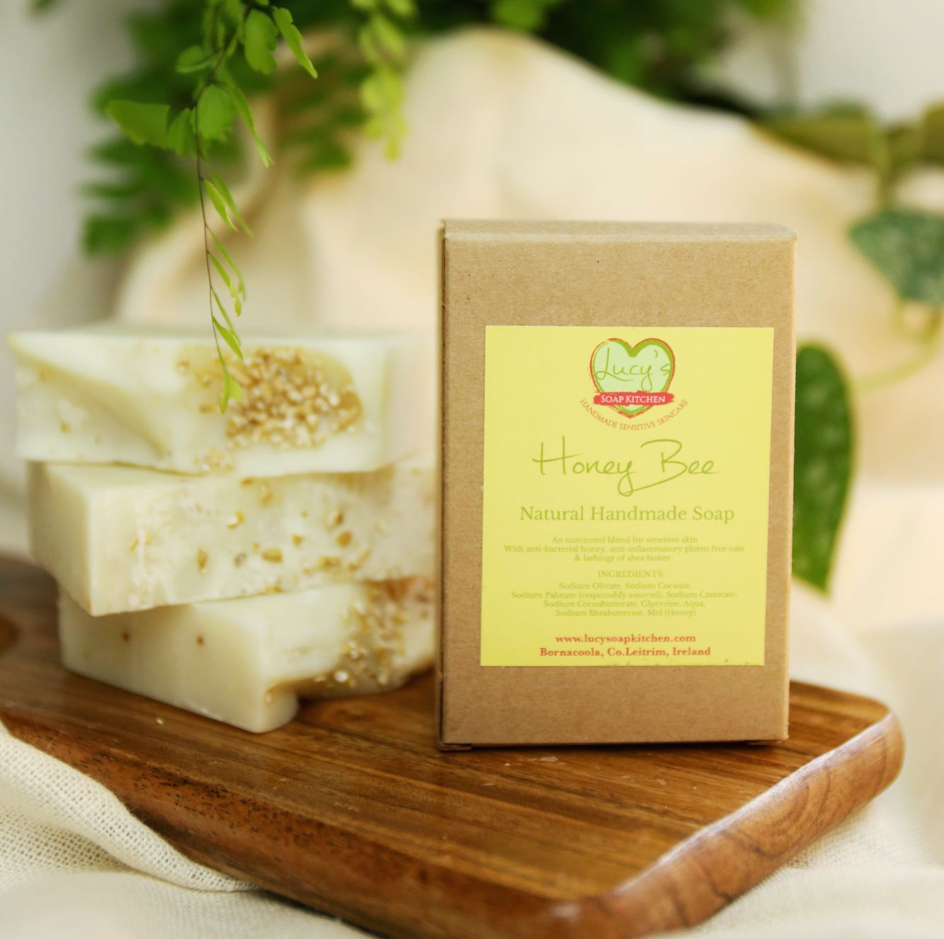 Irish made natural soap with honey, gluten free oats and shea butter| Lucy's Soap Kitchen| Leitrim