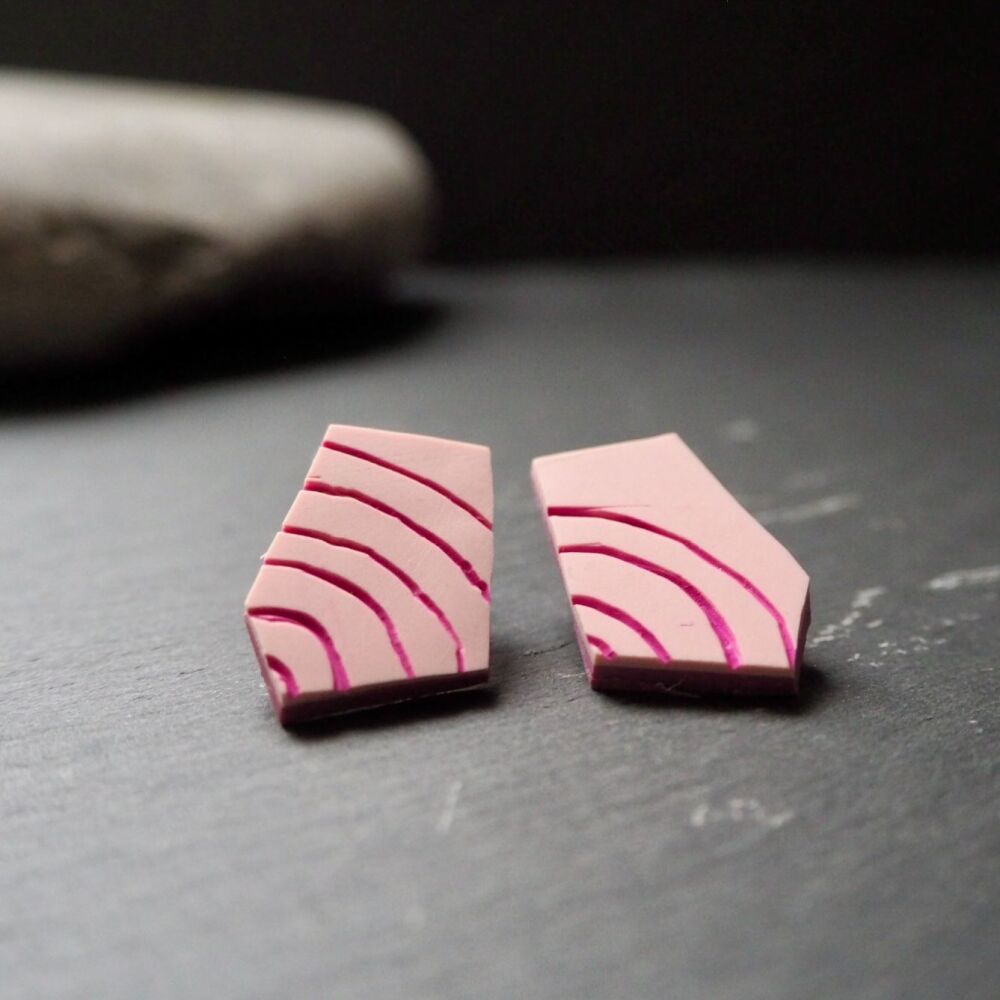 Newgrange Spiral Earrings in Ballerina Pink