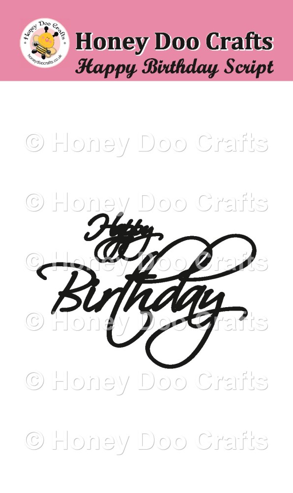 Happy Birthday Script    (A7 Stamp)                               
