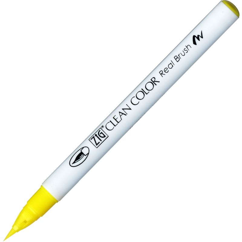 Kuretake Zig Clean Colour Pen With Real Brush Nib - Lemon Yellow 051