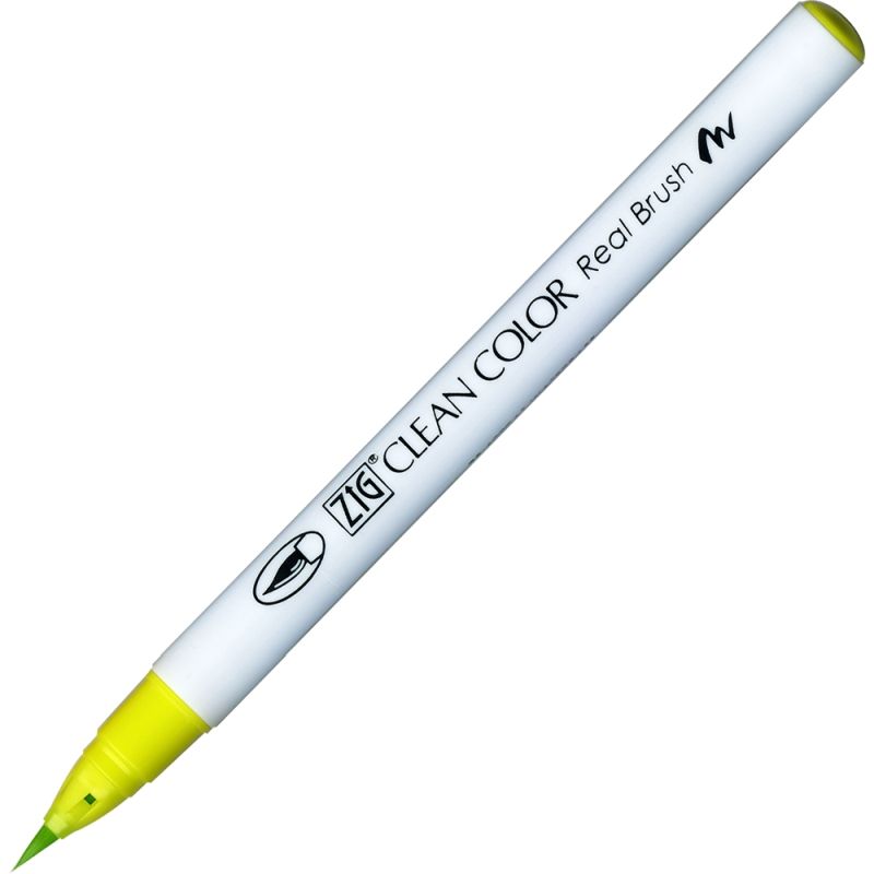 Kuretake Zig Clean Colour Pen With Real Brush Nib -  Yellow Green 053