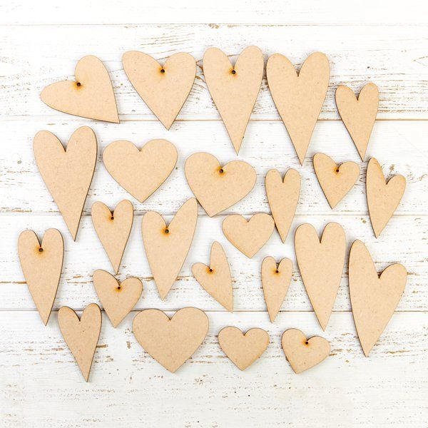 MDF Assorted Hearts -Pack of 24