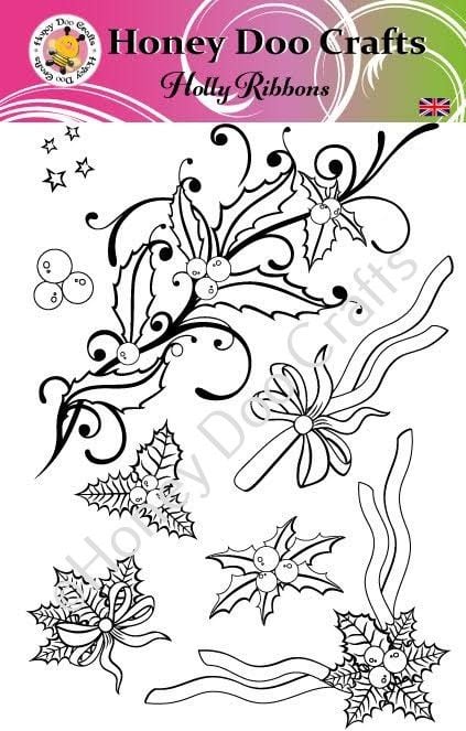 New - Holly Ribbons   ( A5 Stamp)