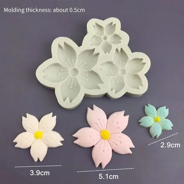 3 With Sakura Flowers Shape Silicone Mold Sun Flower Fondant Baking