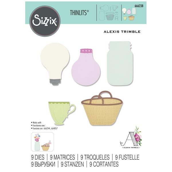 Sizzix Thinlits Die Set 9PK - Floral Vessels by Alexis Trimble