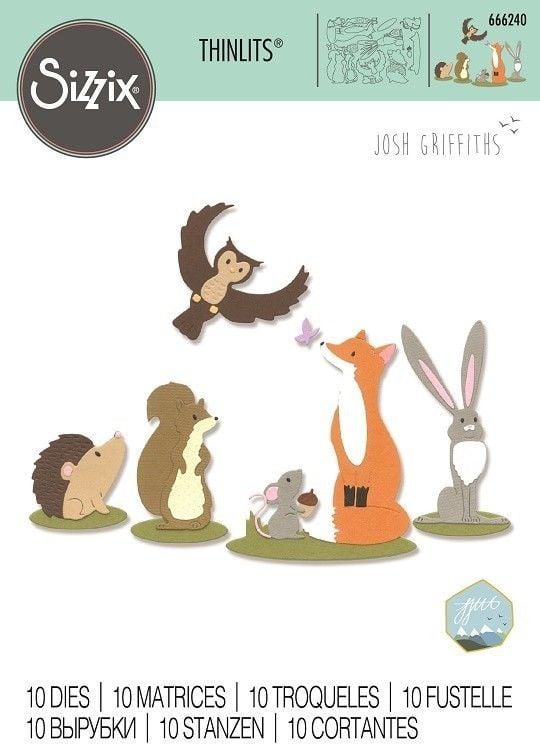 Sizzix Thinlits Die Set 10PK - Forest Animals #1 by Josh Griffiths