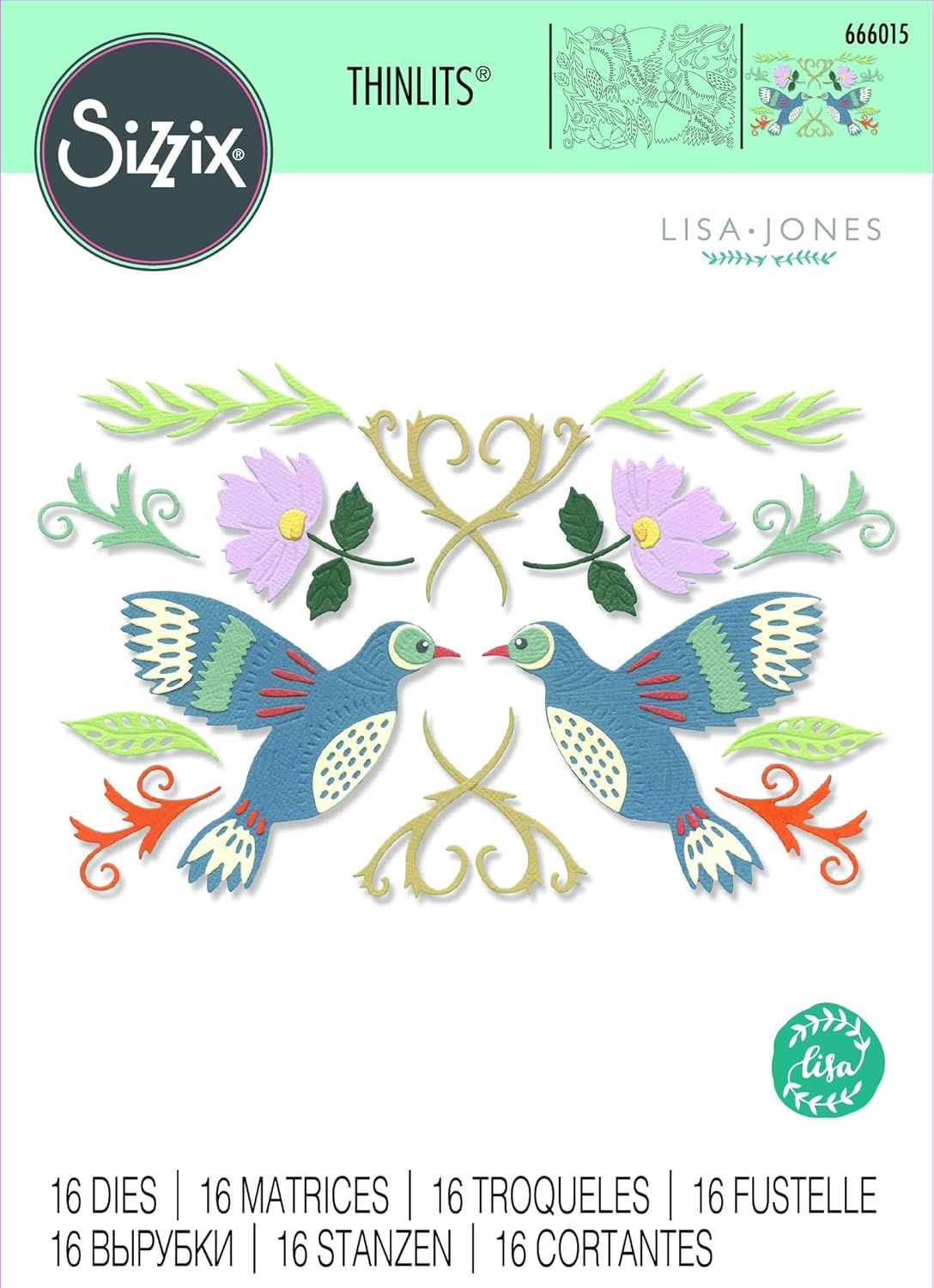 Sizzix Thinlits Die Set 16PK - Birds & Blossoms