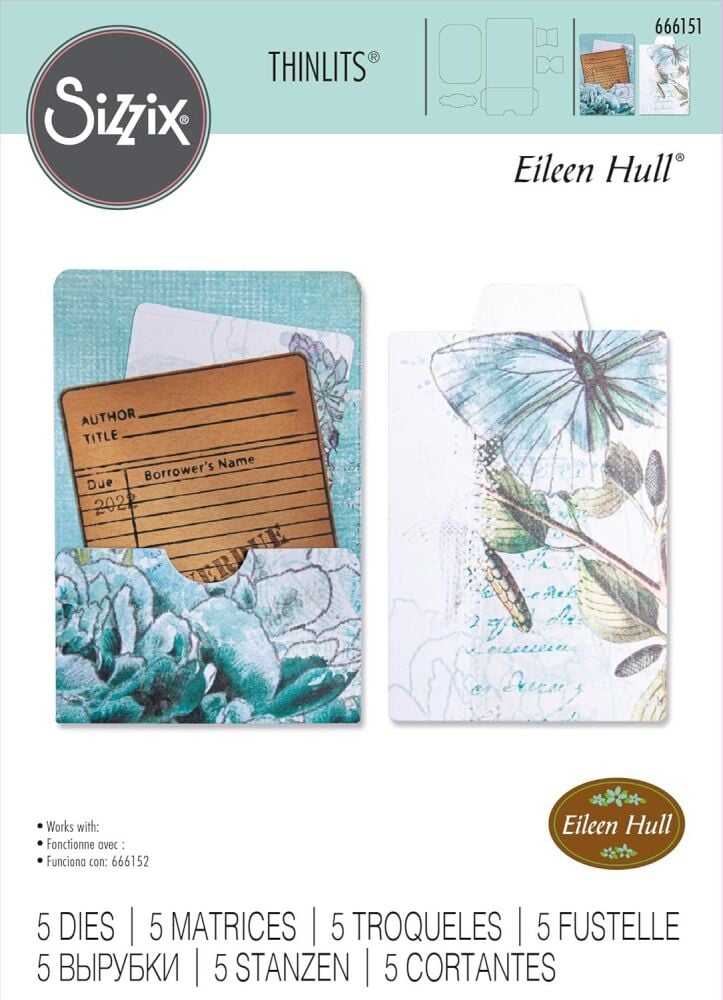 Sizzix Thinlits Die Set 5PK - Library Pocket ATC Card & Tabs by Eileen Hull