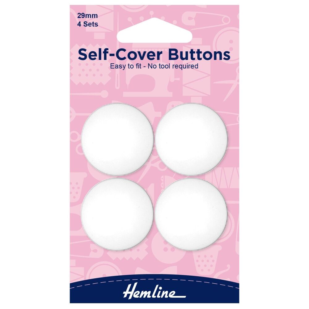 Hemline Plastic Self Cover Buttons White