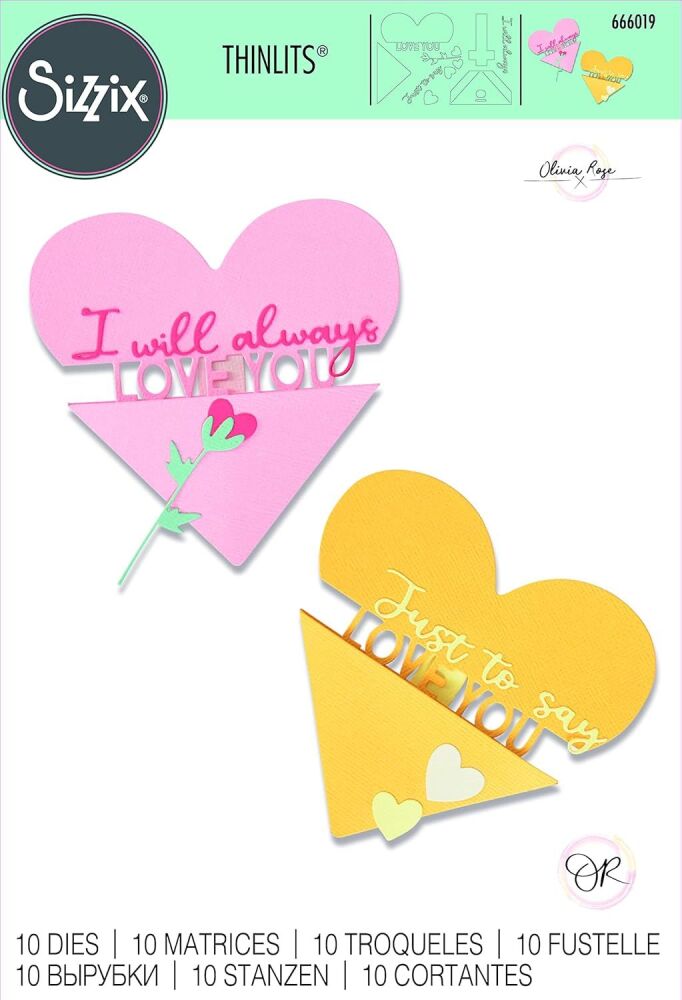 Sizzix Thinlits Die Set 10PK - Heart Slider Card