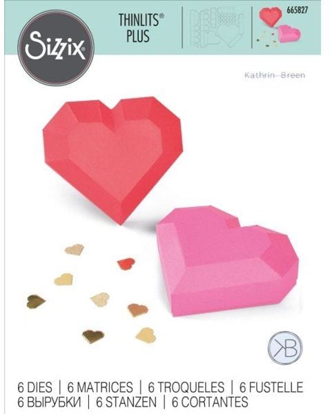 Sizzix Thinlits Die Set 6PK - Geo Heart Box by Kath Breen 665827