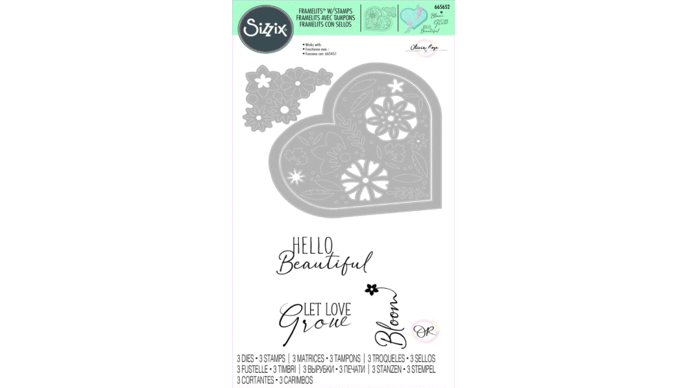 Sizzix Framelits Die with Stamp - Blooming Heart by Olivia Rose 665652