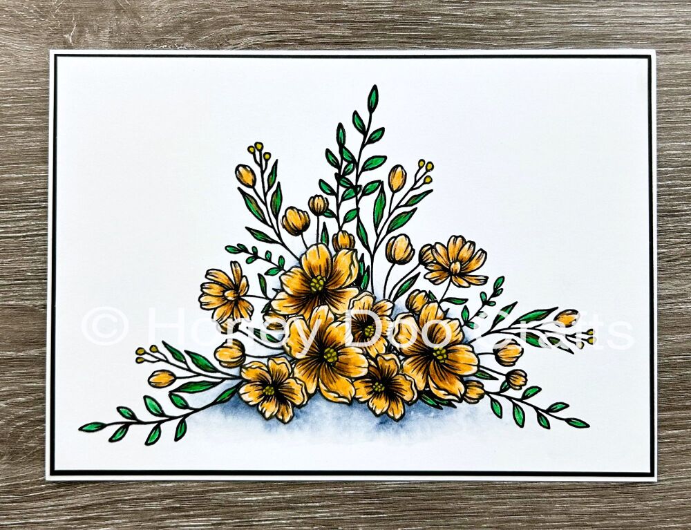 New - Vintage Floral Corner   (A6 Stamp)