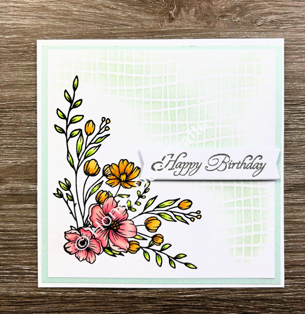 New - Vintage Floral Corner  (A6 Stamp)