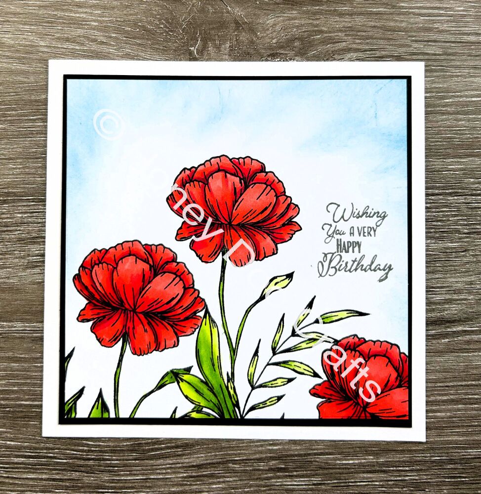 Single Peony  (A6 Stamp)