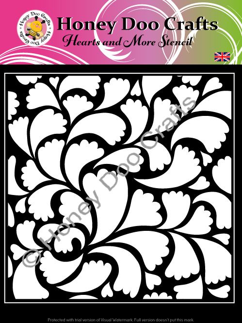 New - Hearts & More  Stencil  (7x7)