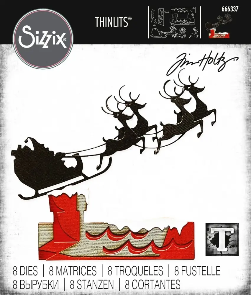 Sizzix Thinlits Die Set 8PK - Reindeer Sleigh by Tim Holtz