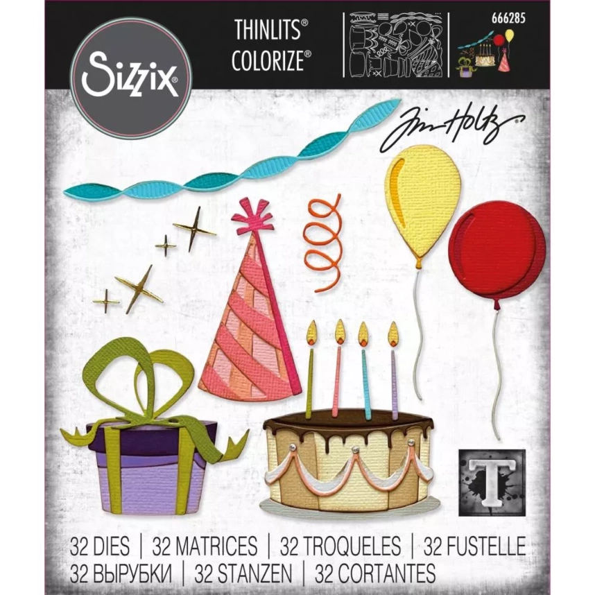 Sizzix Thinlits Die Set 32PK - Celebrate Colorize by Tim Holtz