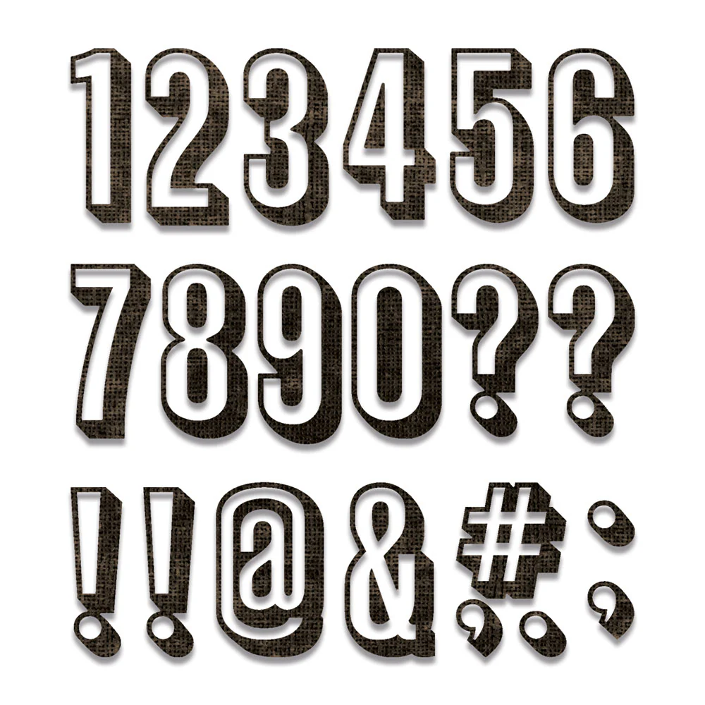 Sizzix Thinlits Die Set 21PK - Alphanumeric Shadow Numbers by Tim Holtz