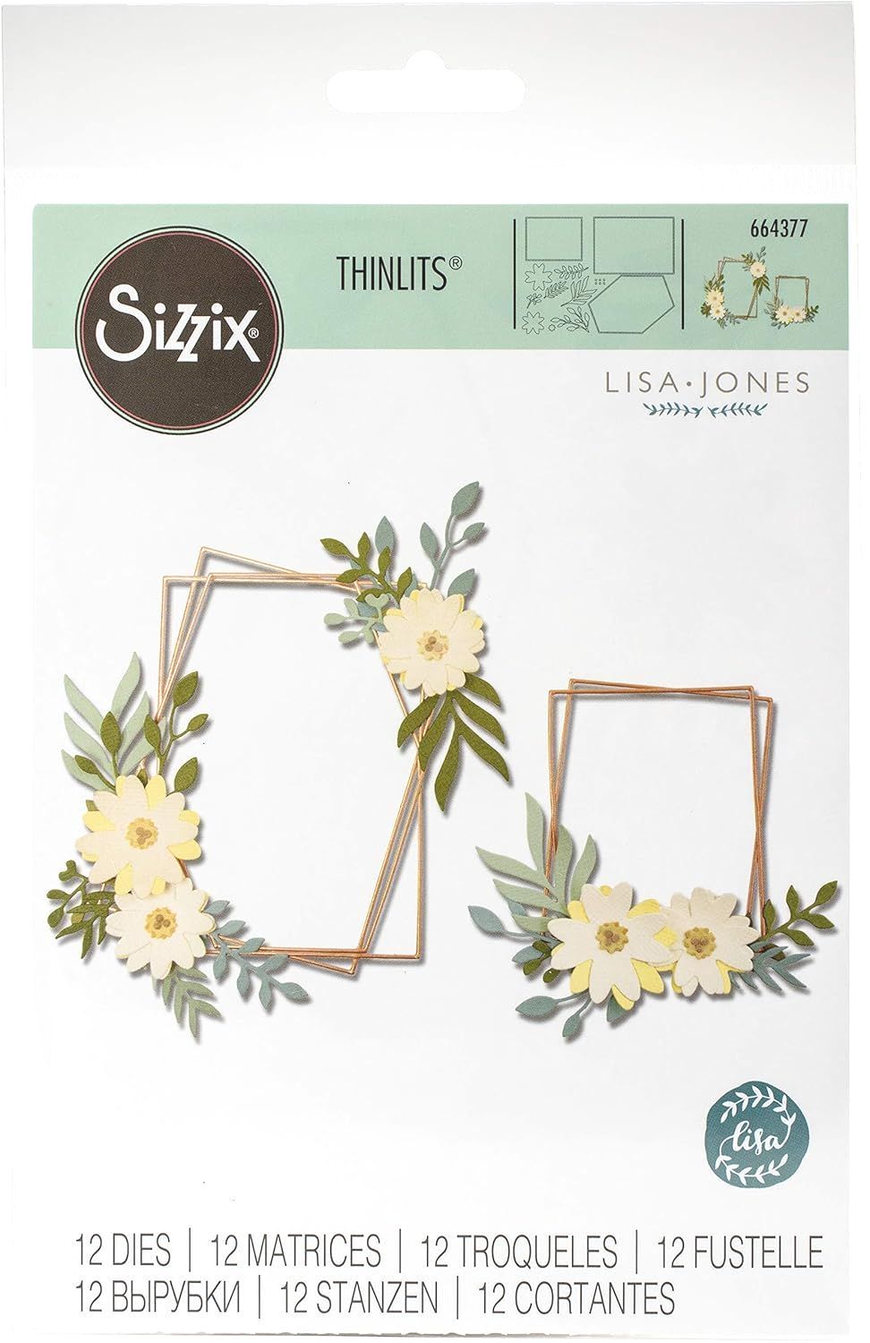 Sizzix Thinlits Die Set 12PK - Geo Floral Frame