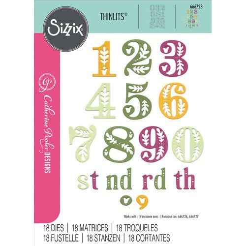 Sizzix Thinlits Die Set 18PK - Folk Numbers by Catherine Pooler