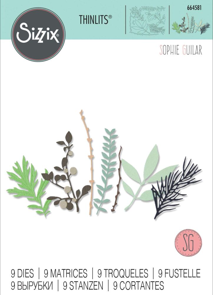 Sizzix Thinlits Die Set 9PK - Hidden Leaves