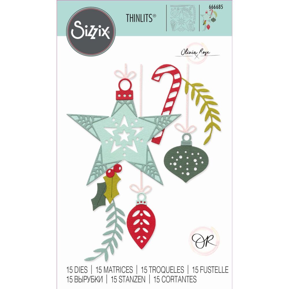 Sizzix Thinlits Die Set 15PK - Festive Decorations by Olivia Rose