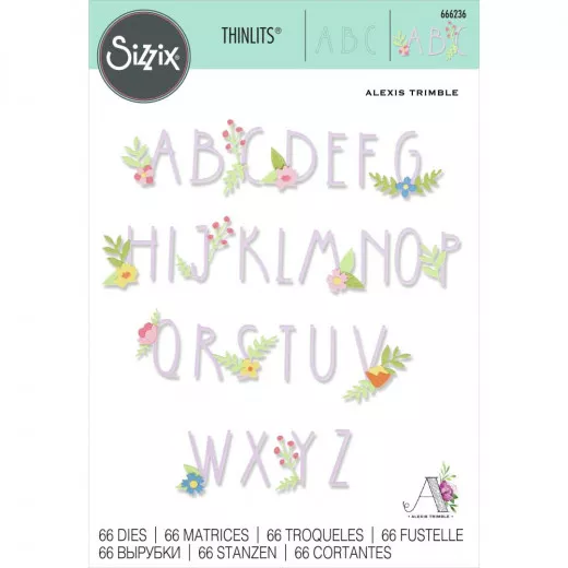 Sizzix Thinlits Die Set 66PK Floral Alphabet by Alexis Trimble
