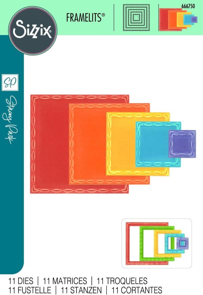 Sizzix Framelits Die Set 11PK - Fanciful, Yvette Interlaced Squares by Stacey Park