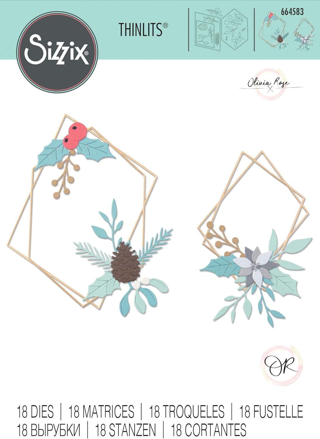 Sizzix Thinlits Die Set 18PK - Geometric Winter Frame