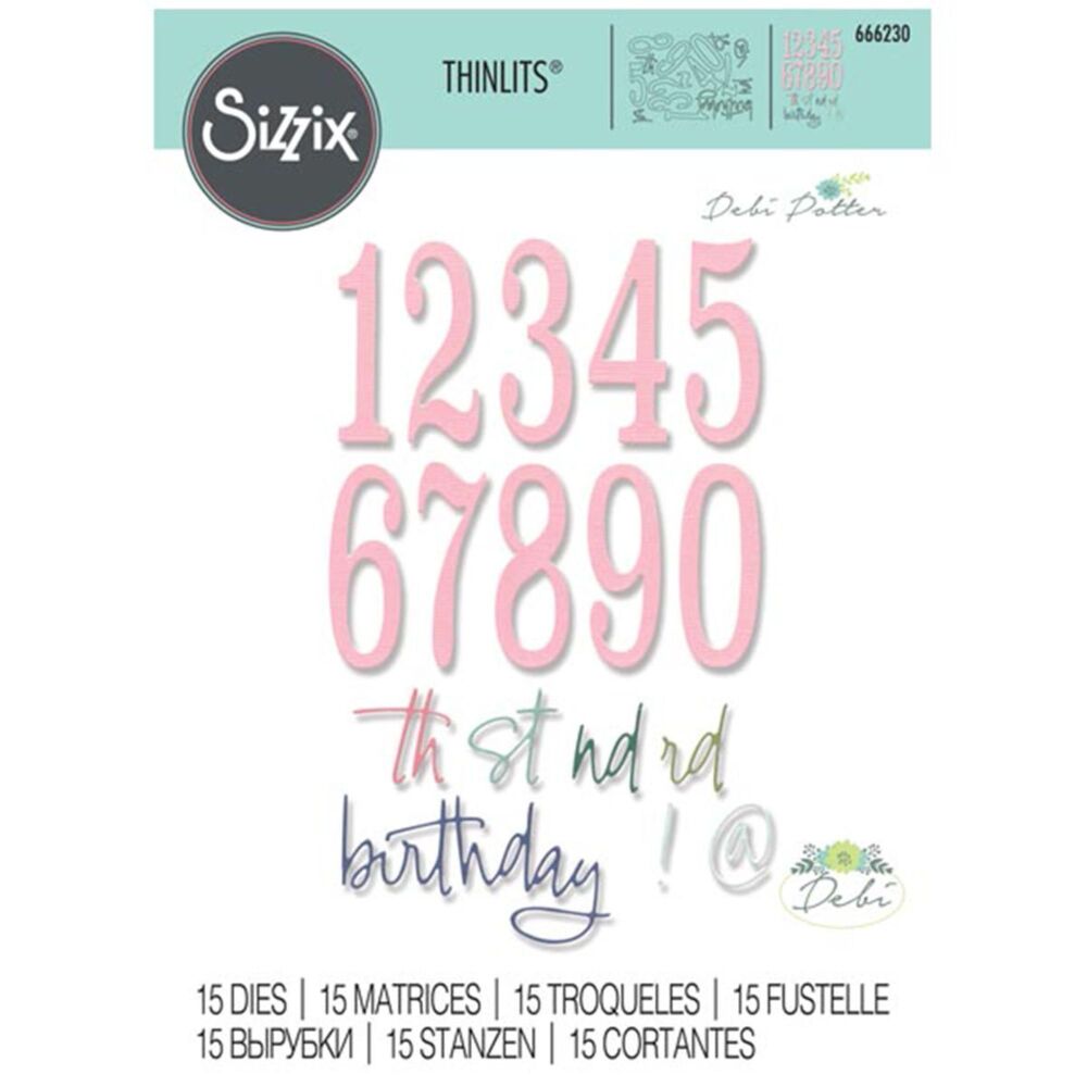 Sizzix Thinlits Die Set 15PK Fabulous Birthday Numbers by Debi Potter