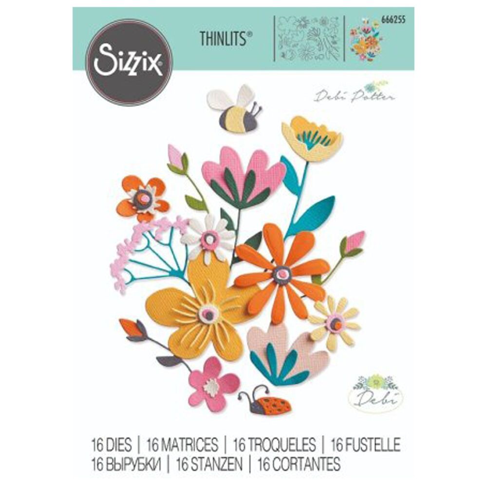 Sizzix Thinlits Die Set 16PK - Fabulous Bold Florals by Debi Potter