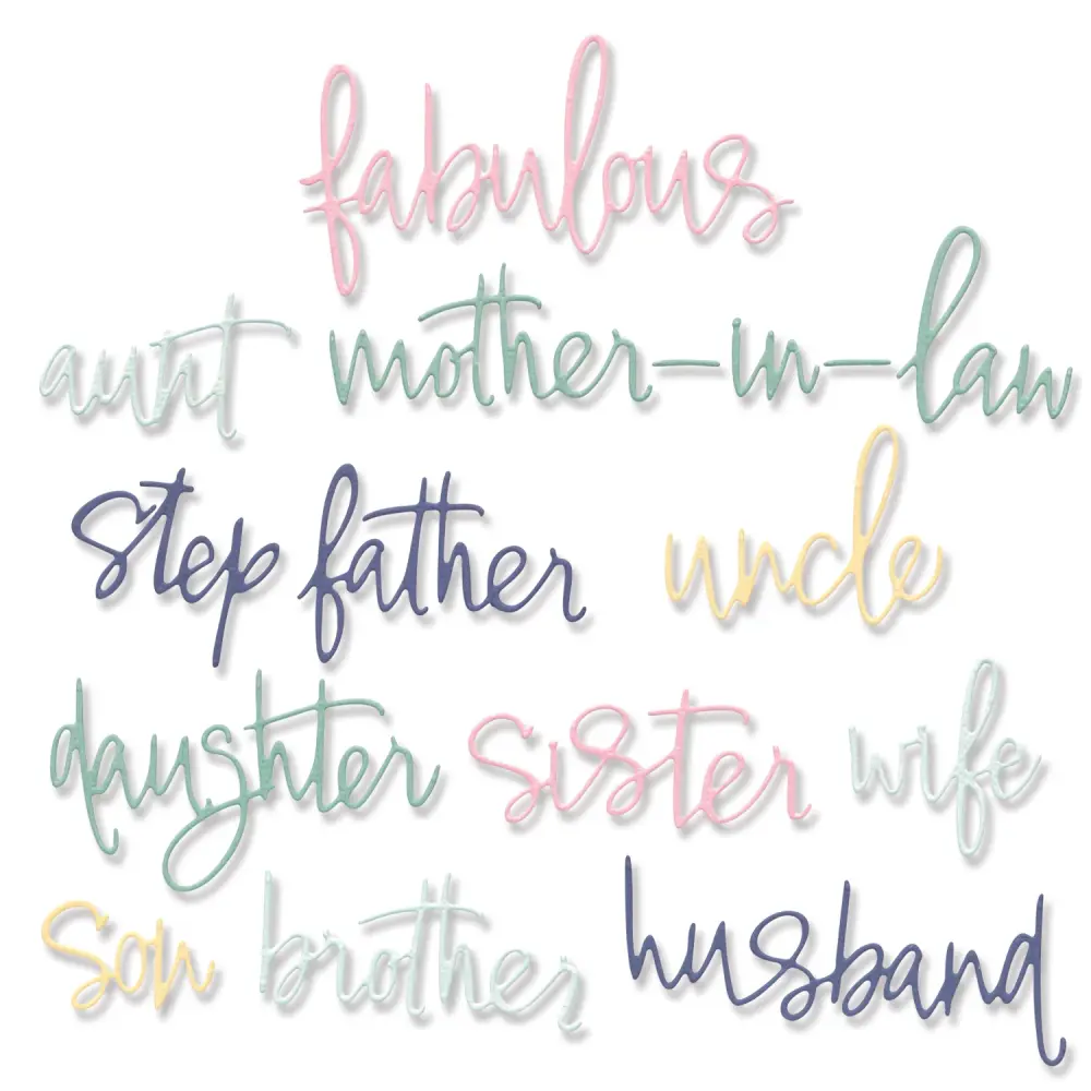 Sizzix Thinlits Die Set 13PK Fabulous Family Names by Debi Potter