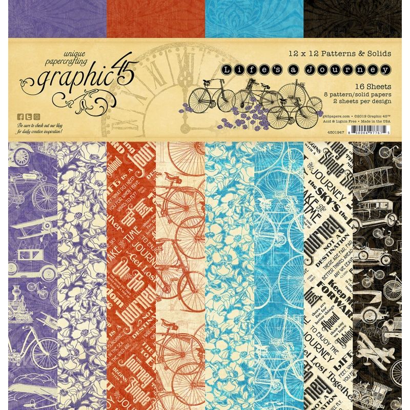 Graphic 45 - Life's a Journey 12"x12" Patterns & Solid Pad