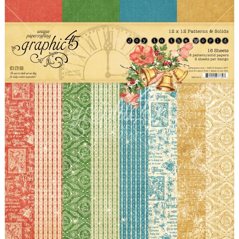 Graphic 45 - Joy to the World 12"x12" Patterns & Solids Pad