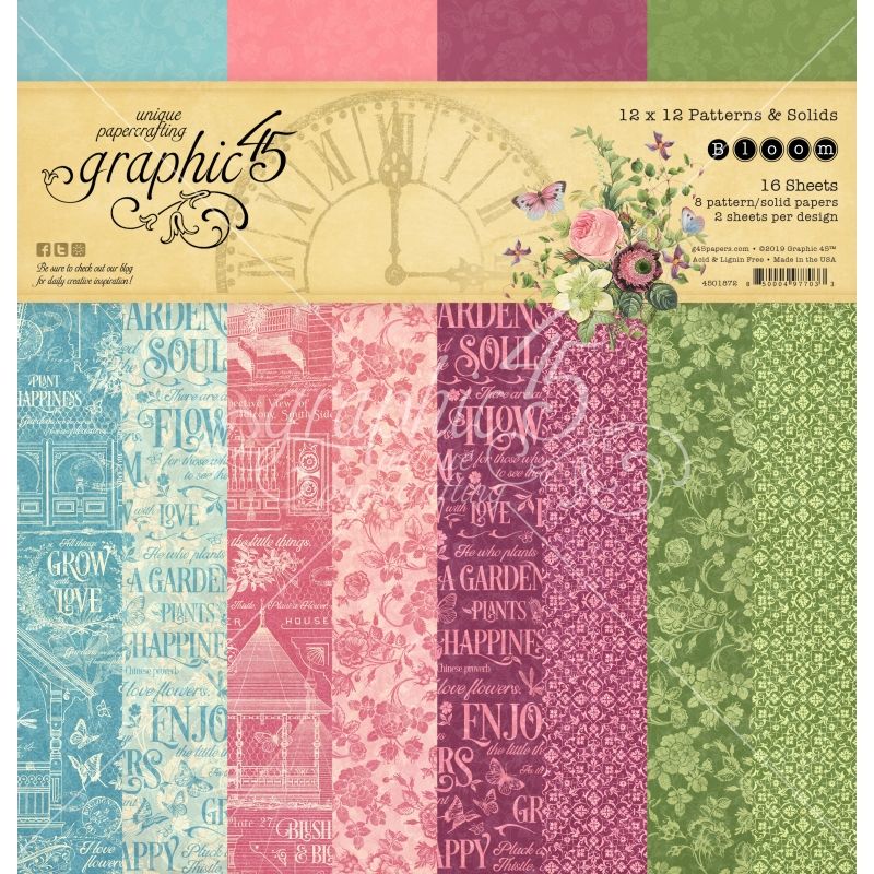 Graphic 45 - Bloom 12"x12" Patterns & Solid Pad