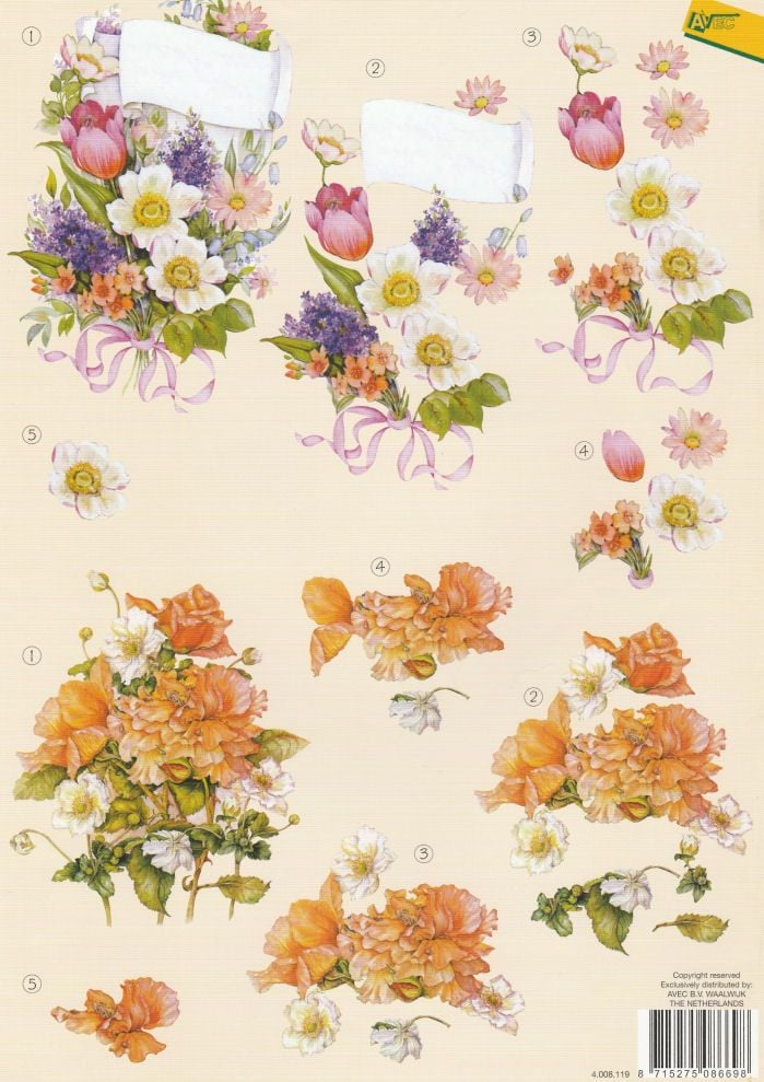 Flower Bouquet Decoupage Sheet
