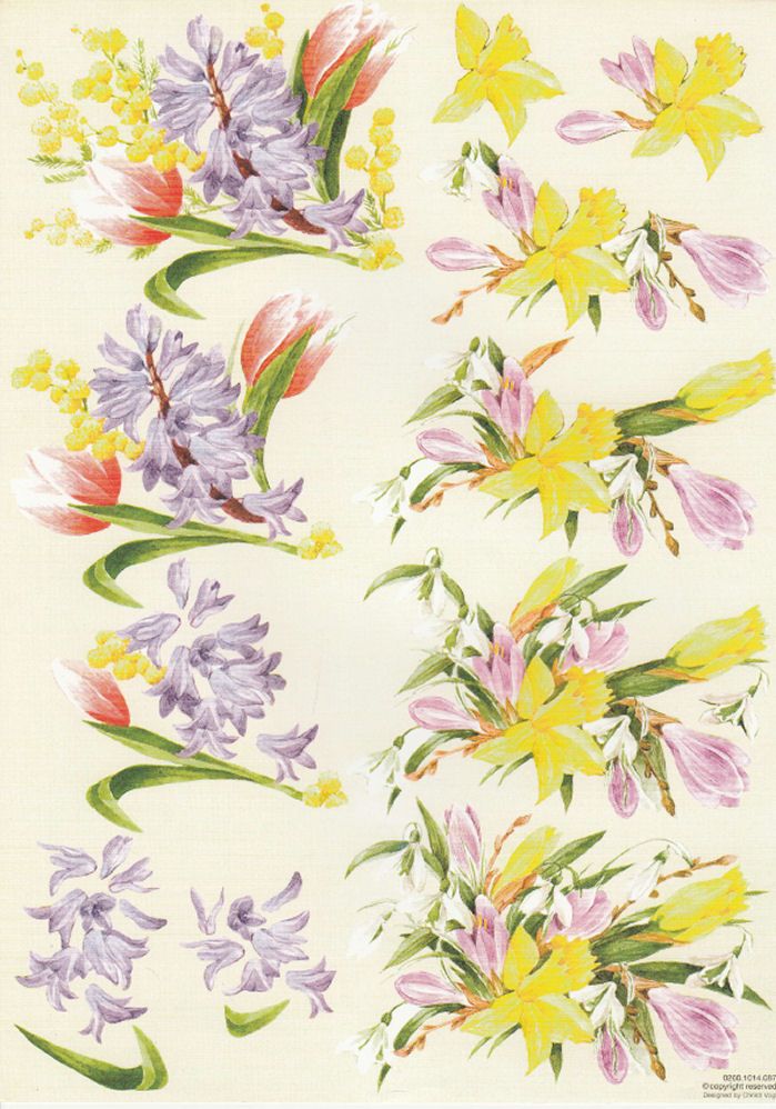 Spring Flowers Decoupage Sheet