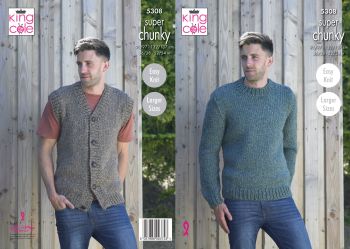 Waistcoat & Round Neck Sweater Knitting Pattern