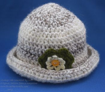 Crocheted Vintage Hat with Flower