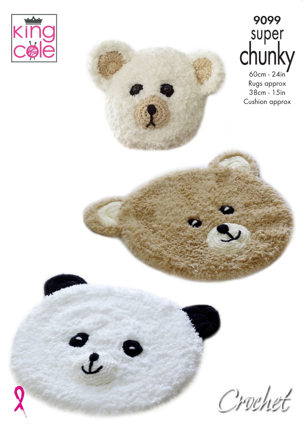 Teddy Bear & Panda Rugs & Cushion Crochet Pattern