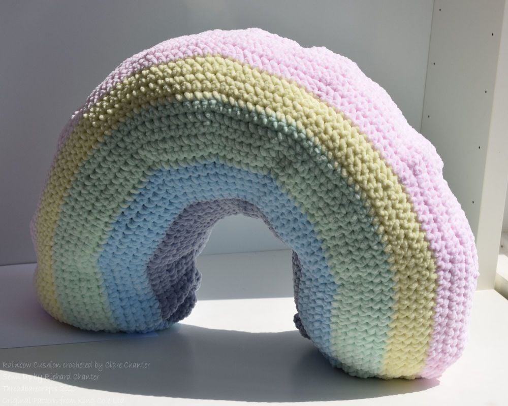 Crocheted Rainbow Cushion