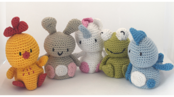 Crocheted Egg Cosies - Frog, Chick, Bunny, Unicorn & Dragon