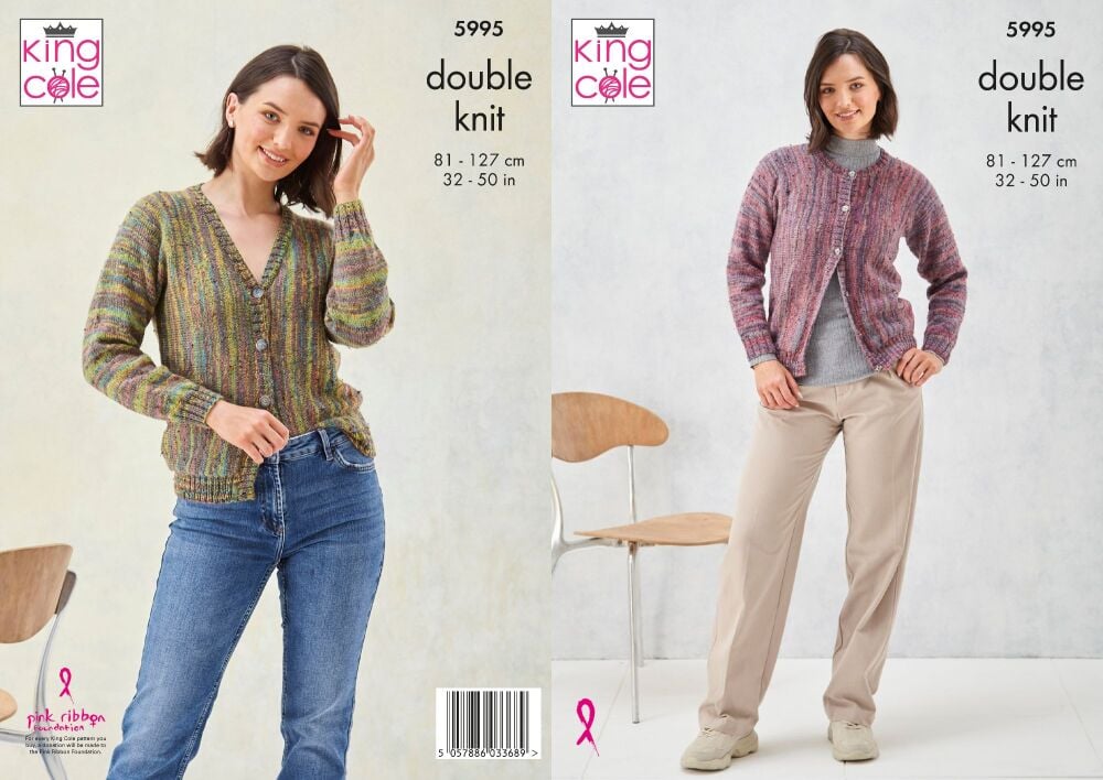 Ladies Round & V Neck Cardigans Knitting Pattern