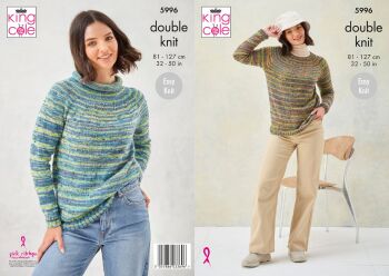 Ladies Round & Roll Neck Sweaters Knitting Pattern